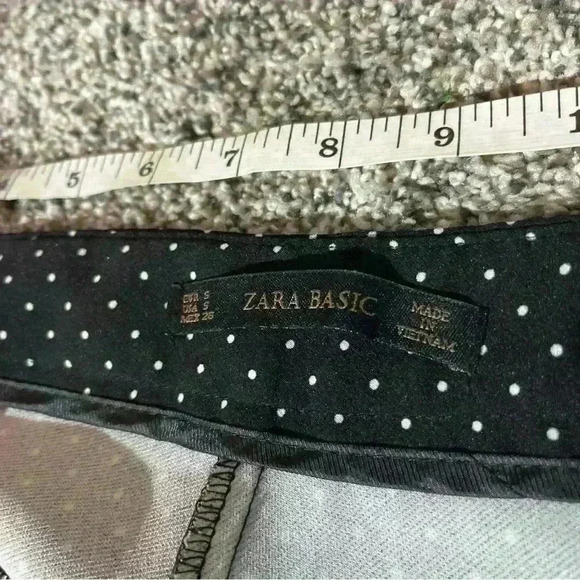 Zara Basic Women's Size S Black White Polka Dot Dress Ankle Pants Slacks - Picture 6 of 9